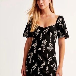 Abercrombie linen Black Floral Dress